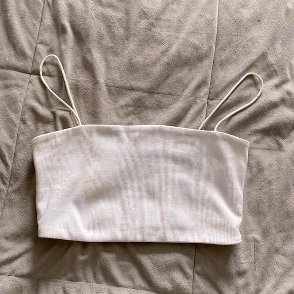 SOLD Ribbed White Crop Top - Picture 2 of 4